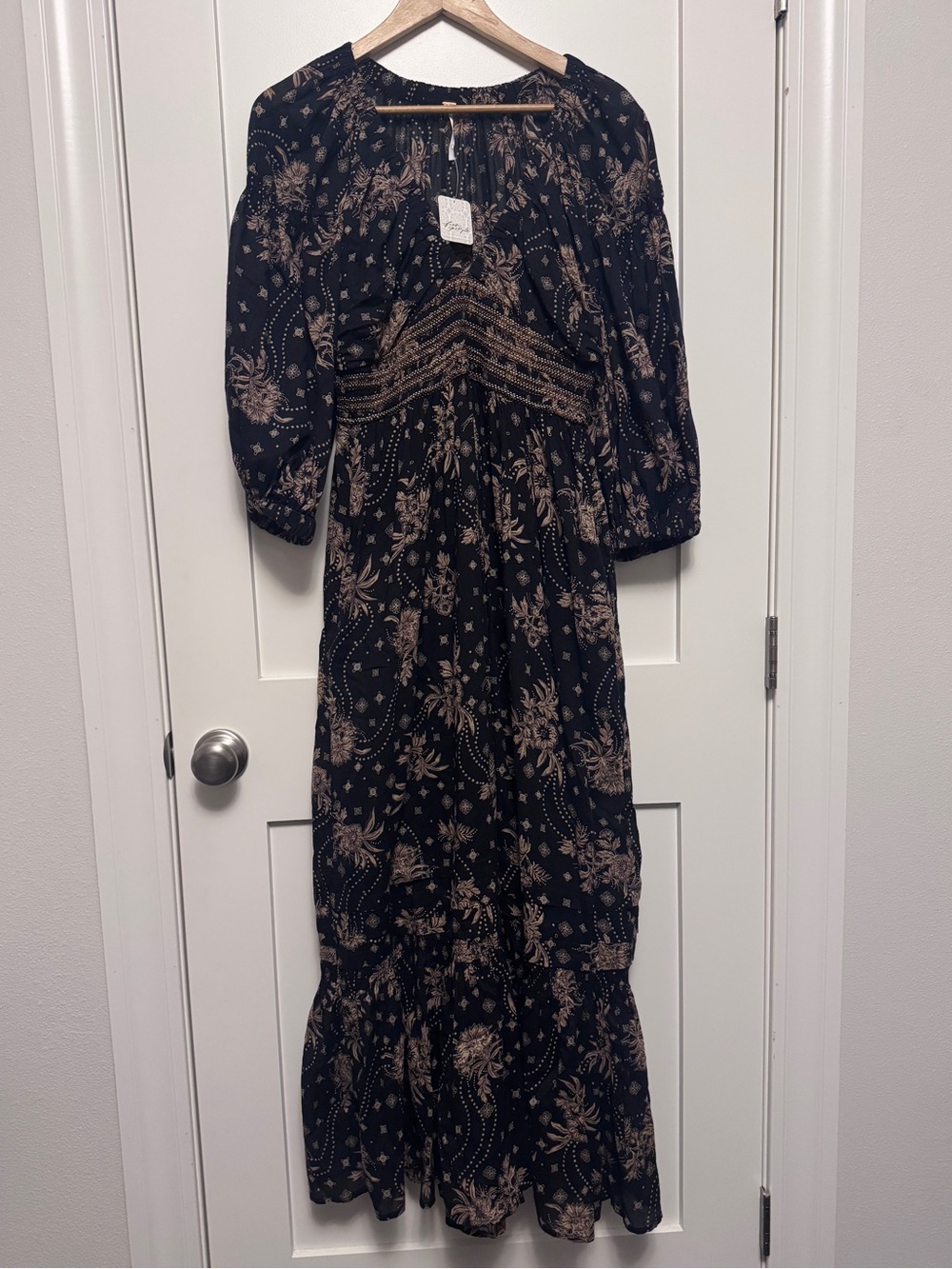 Free People Boho Golden Hour Maxi Dress Black Combo Small NWT - Picture 4 of 15